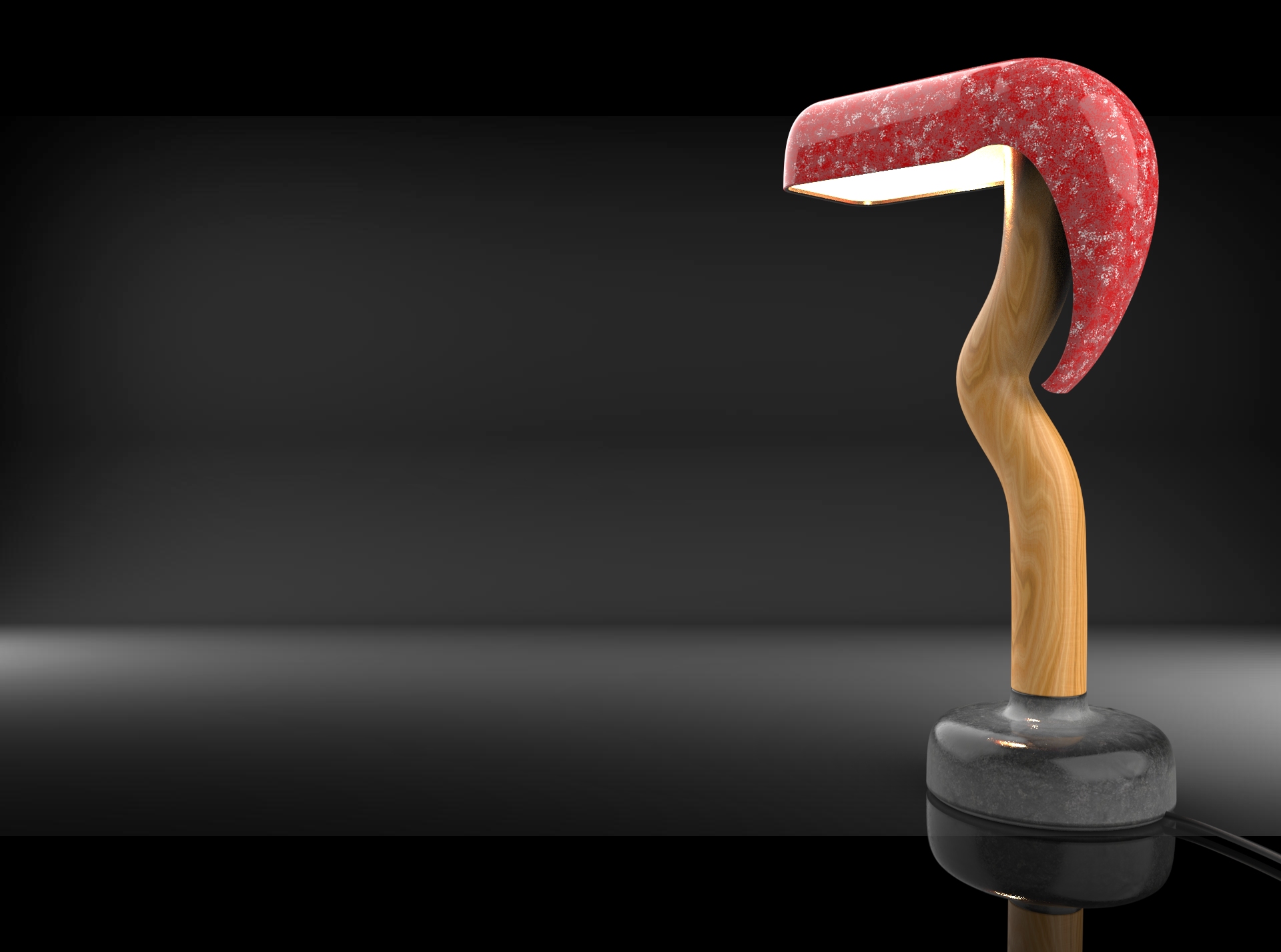 Origin Plastics lamp concept — KeyShot render, rear three-quarter view